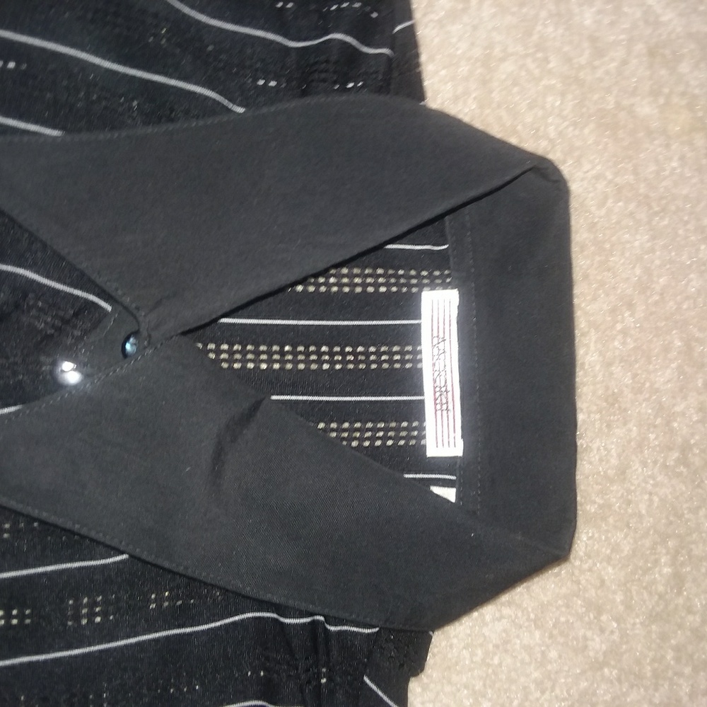 Vintage button up blouse black & white pin strip